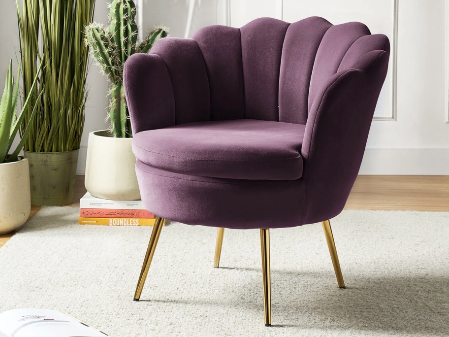 purple velvet accent chair