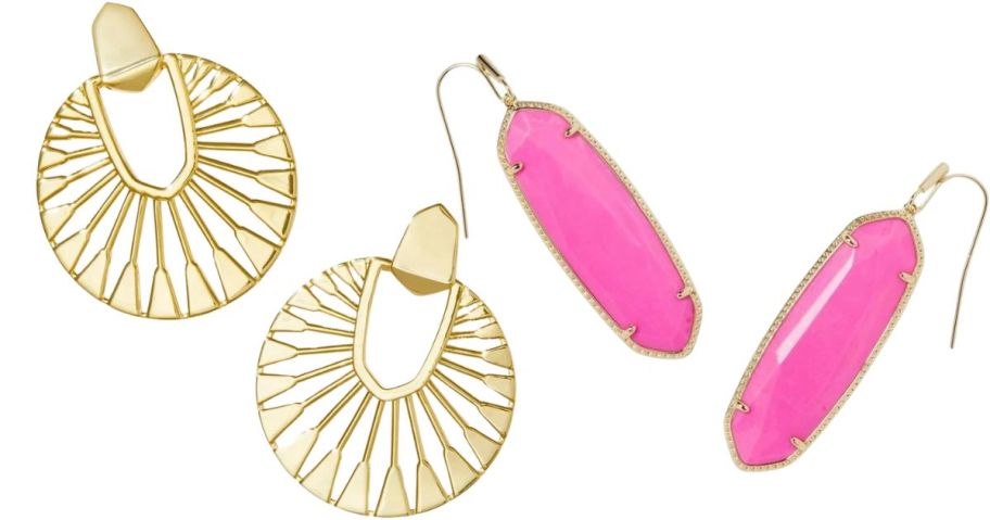 Kendra Scott Earrings Art Deco Gold Hattie and Pink