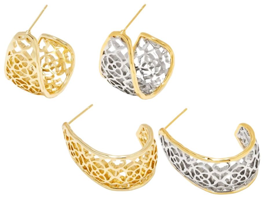 2 sets of gold hoop earrings
