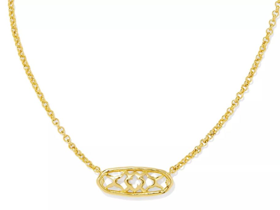 A necklace with a gold pendant 
