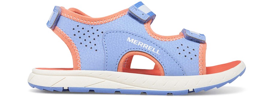 blue and coral colored kids sandal