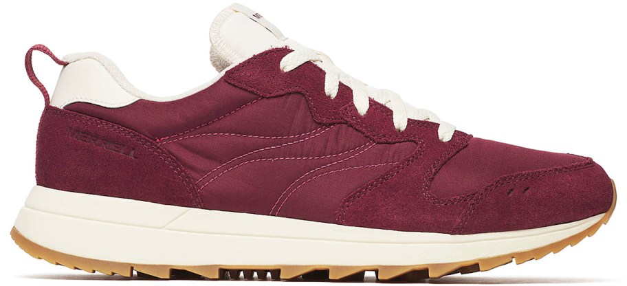 maroon and white sneaker