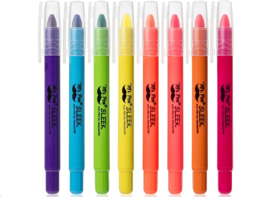 Mr. Pen No Bleed Gel Highlighter 8-Pack in Vibrant stock image