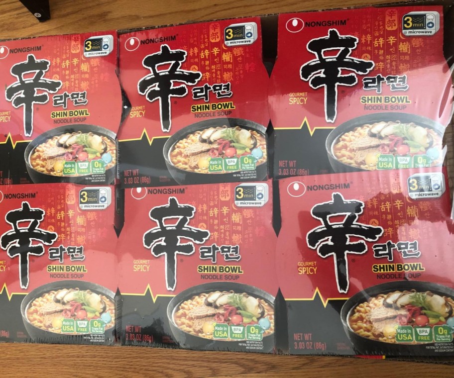 large package of spicy noodle bowls