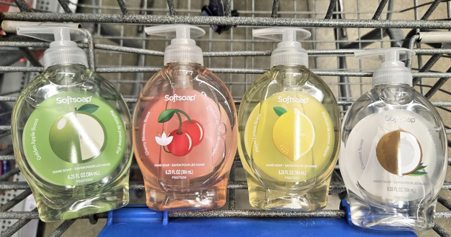 four bottles of Softsoap Spring Scented Hand Soaps in shopping cart