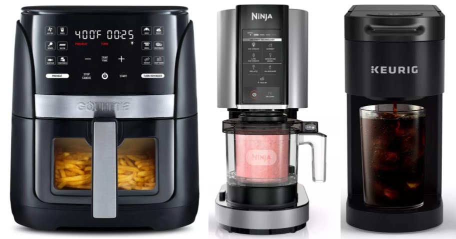 air fryer, ice cream maker and coffee maker