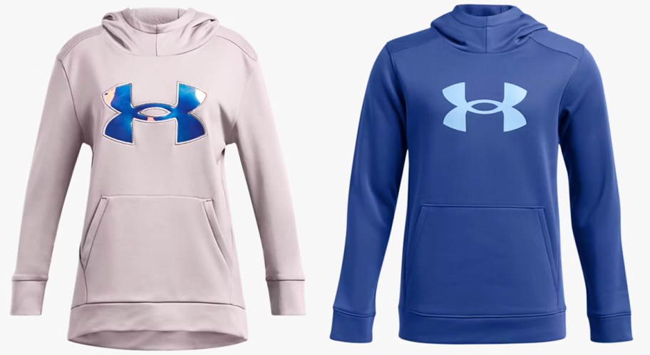 light pink and blue under armour hoodies