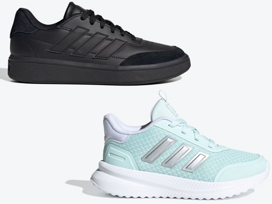 black and light blue adidas shoes