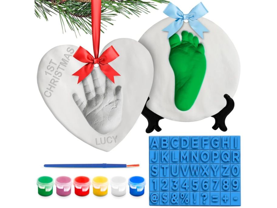 Luna Bean Baby Hand & Footprint Ornament Kit stock image