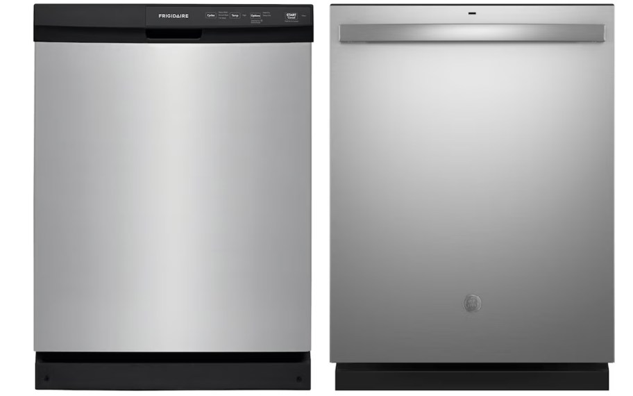 two stainless steel dishwashers