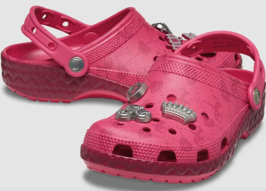 pink nonslip clogs with juicy couture jibbitz