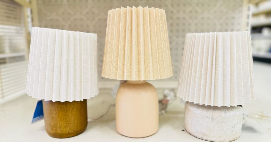 mini lamps on shelf in store