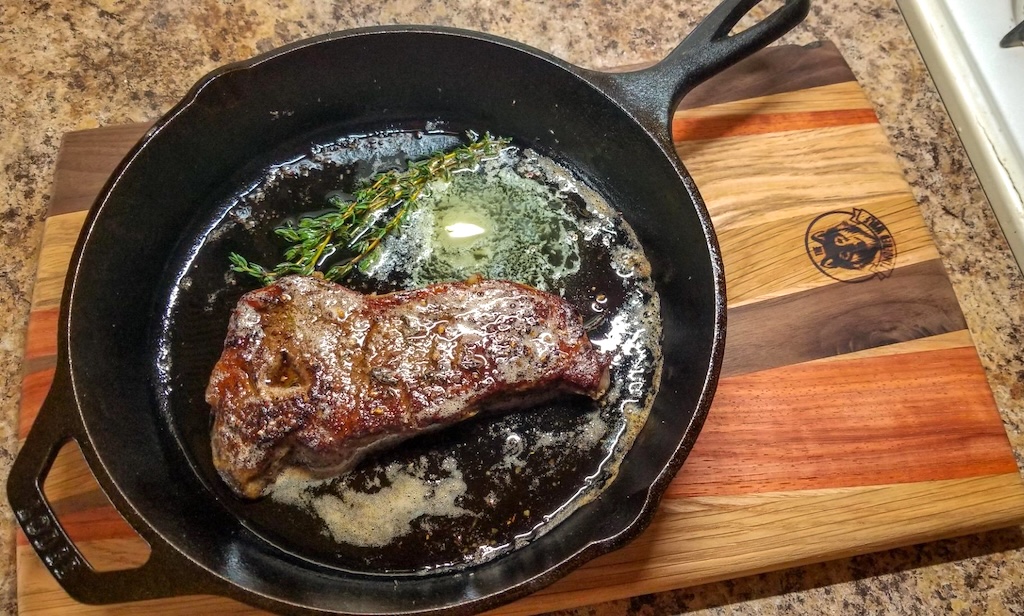 Cast Iron Skillet with steak 