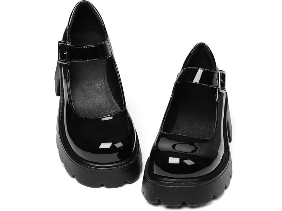 a women's mary jane style shoe in black