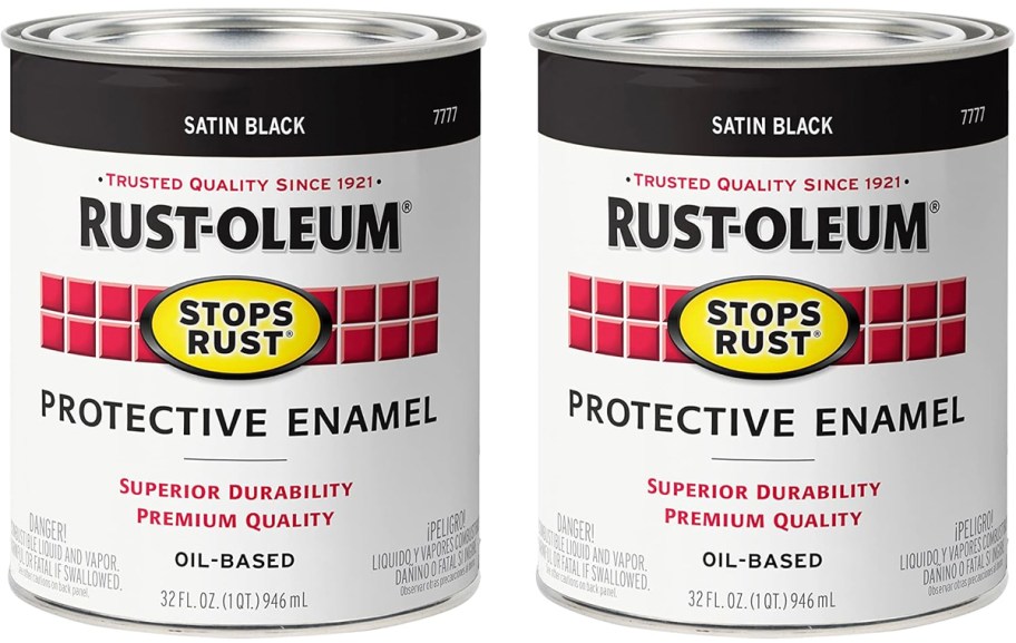 two rustoleum black paint cans 