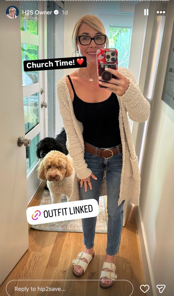 screenshot of instagram stories with woman and dog