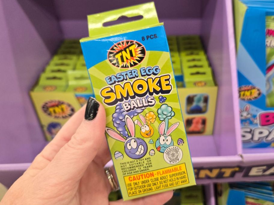 TNT Easter Egg Smoke Balls 8-Pack in hand in store