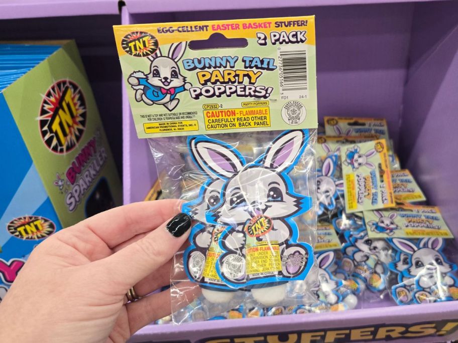 TNT Bunny Tail Party Poppers 2-Pack in hand in store