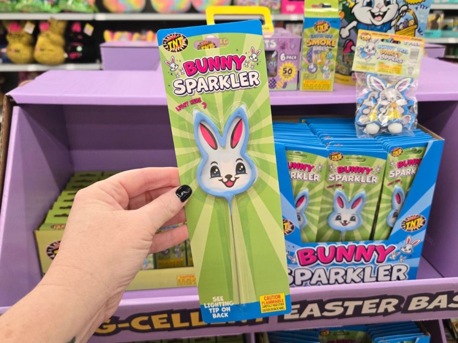 TNT Bunny Sparkler in hand in store