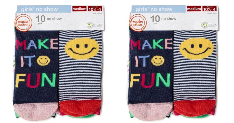 stock image of Wonder Nation Girls No-Show Sock 20-Pack