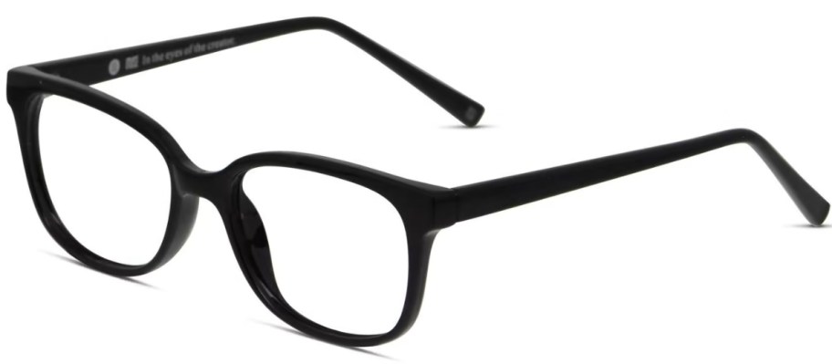 a pair of black rimmed glasses