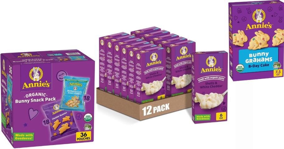 Stock images of Annie's Organic Bunny Snacks and Shells & Cheese