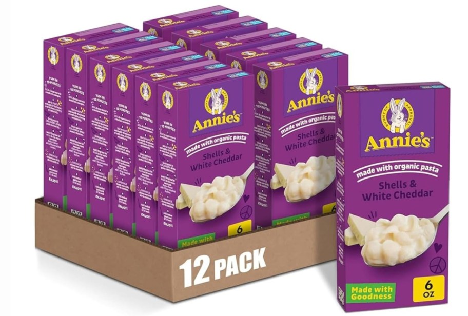 stock image of Annie's White Cheddar Shells Macaroni and Cheese 12 Pack