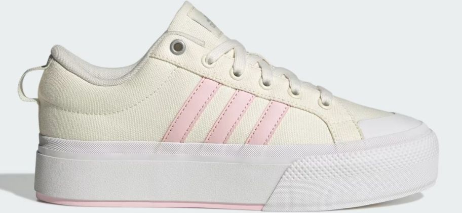 pink and white platform sneaker