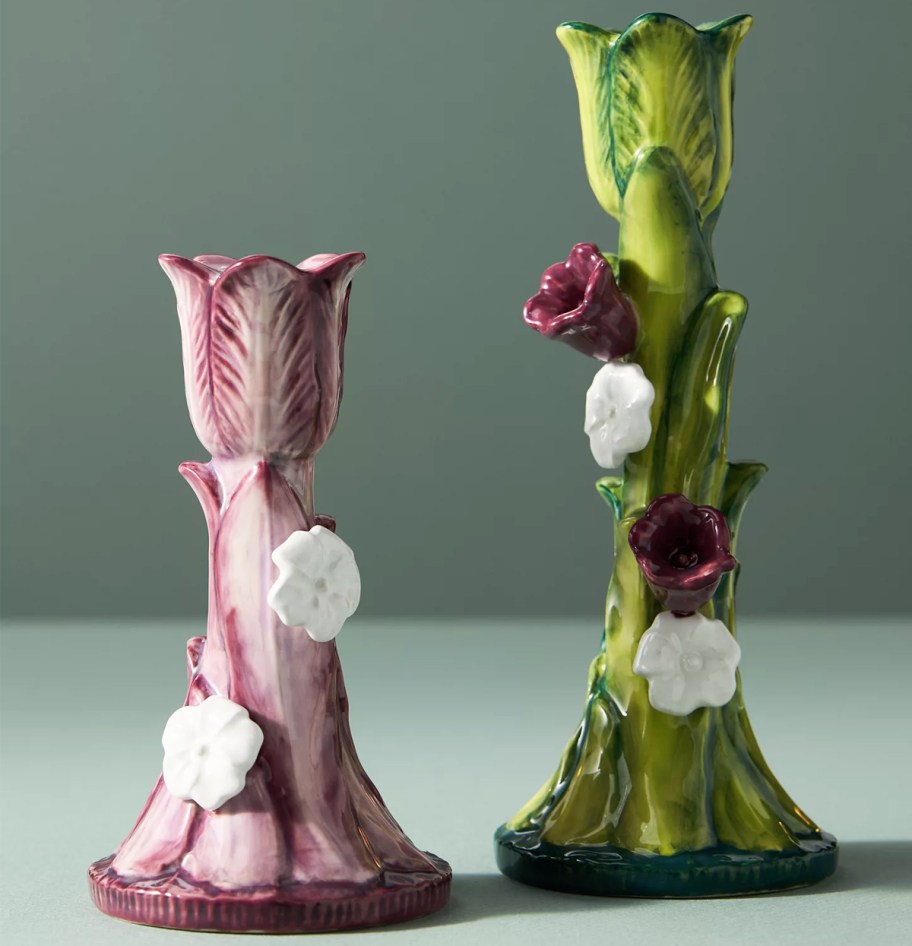 purple and green Cabbage Candle Holders