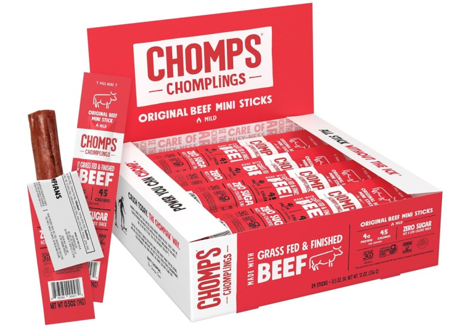 Chomp Beef Jerky Snack Size Sticks  24-Pack in Original Beef