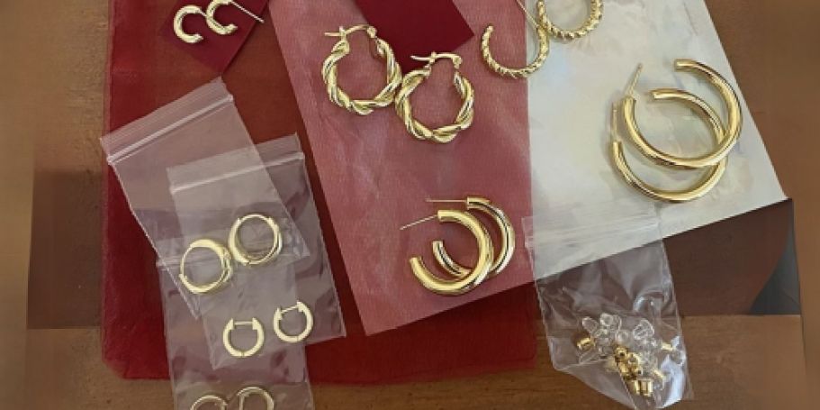 Get 9 Pairs of Gold-Plated Hoop Earrings for Only $5.99 on Amazon