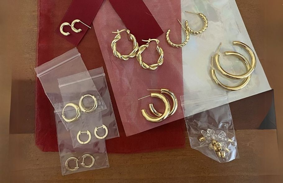 Get 9 Pairs of Gold-Plated Hoop Earrings for Only $5.99 on Amazon