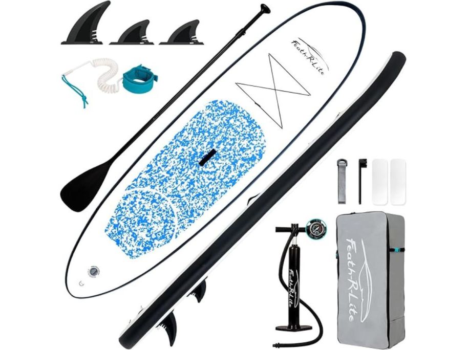 FEATH-R-LITE Inflatable Paddle Board in Light Blue Ocean