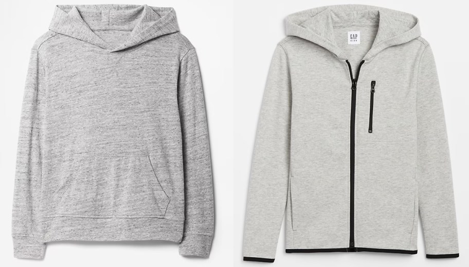 two grey hoodies