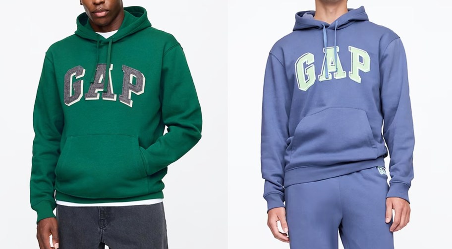 two men in green and blue gap hoodies