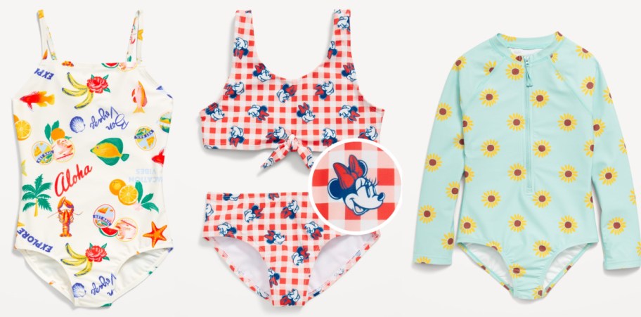three different old navy girl bathing suit 