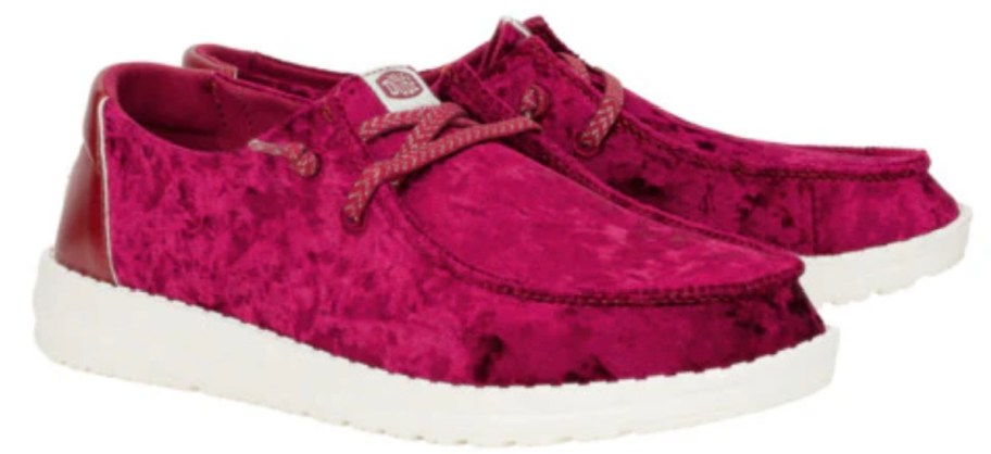 maroon velvet no tie shoes
