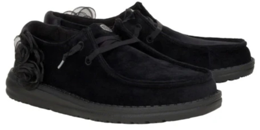 black no tie shoes with black rose