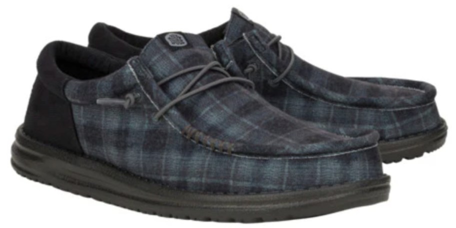 black plaid no tie shoes