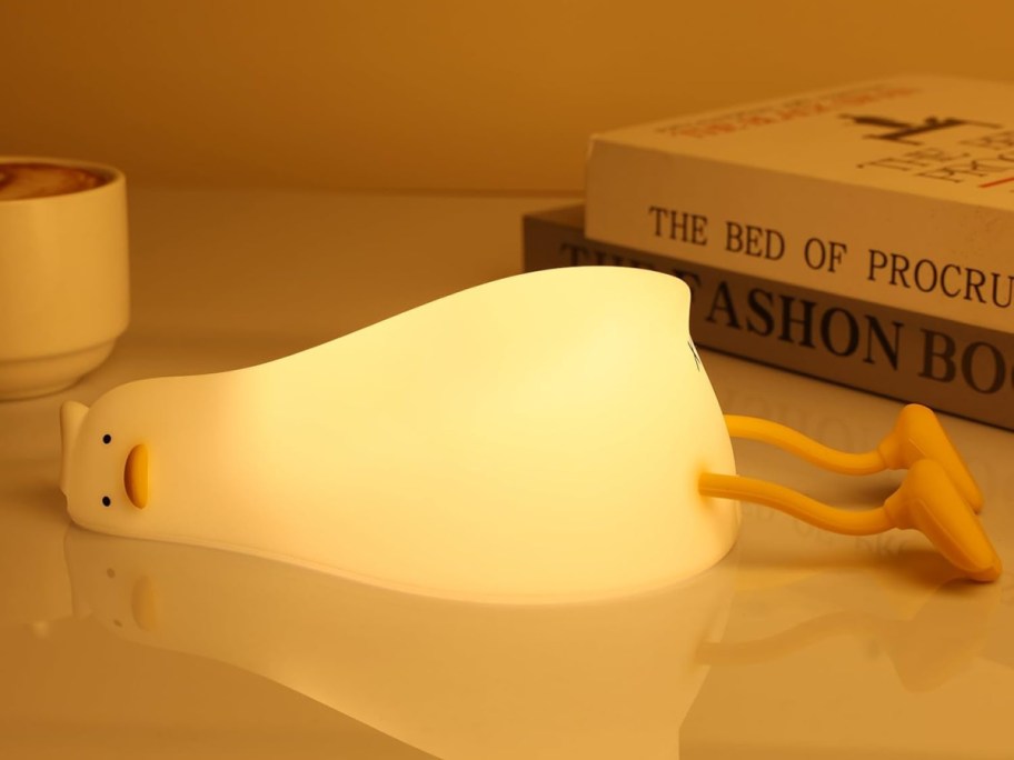 duck lamps displayed on top of the nightstand
