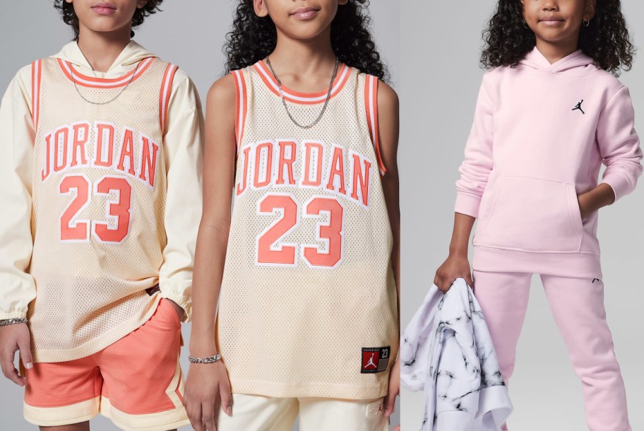 Nike Jordan jerset in beige and pink two piece set