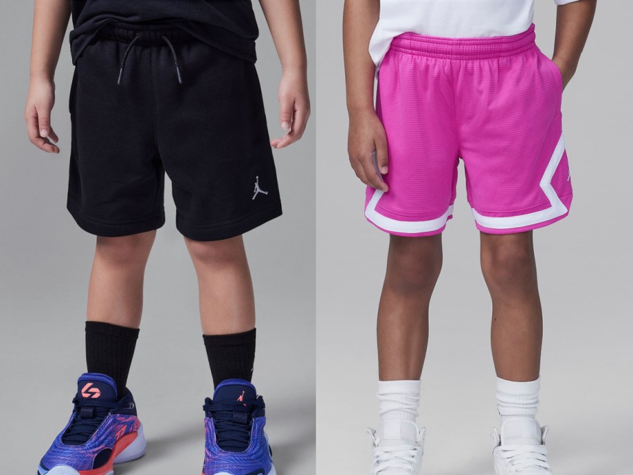 Nike Jordan kids shorts in black and pink