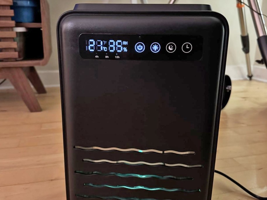 black dehumidifier with digital display