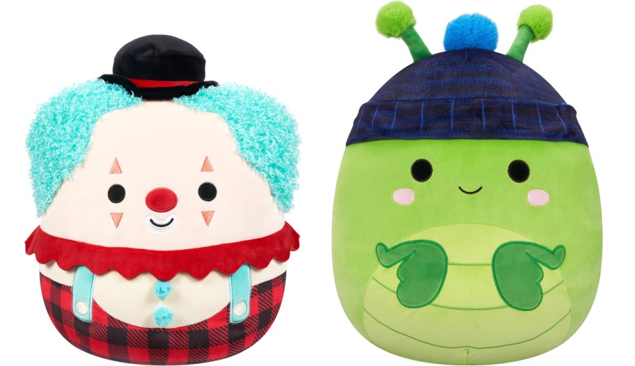 clown and praying mantis Squishmallows plush