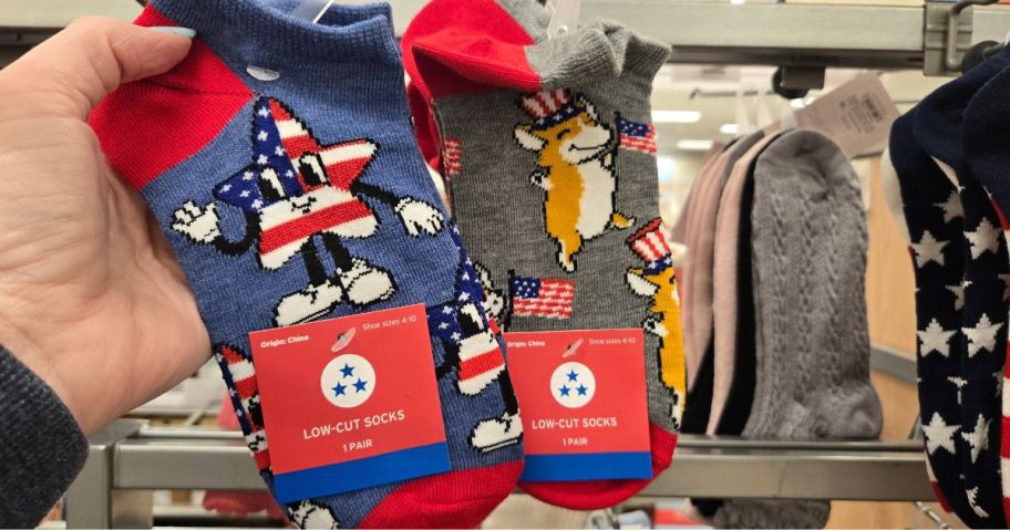 A pair of 4th of July socks at Target