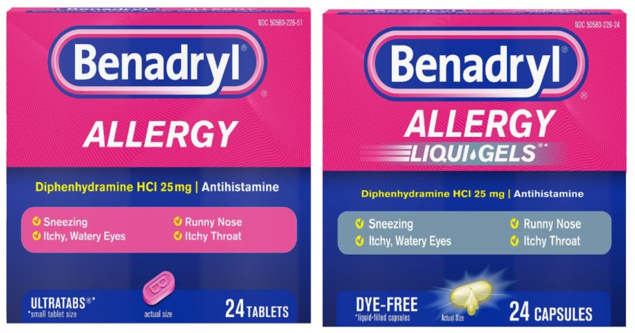 two boxes of allergy relief pills