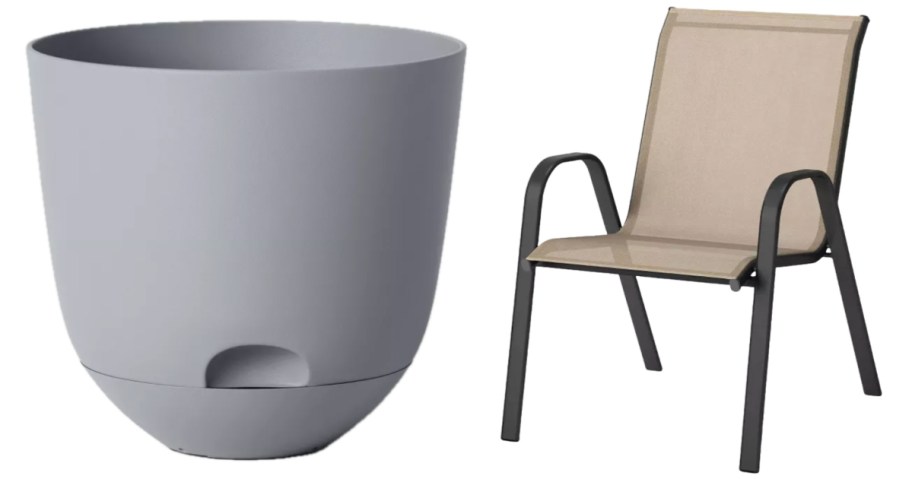 planter and patio chair