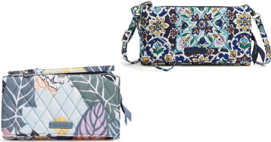 Stock images of two Vera Bradley Outlet RFID Wallet Crossbody Bags in Cotton
