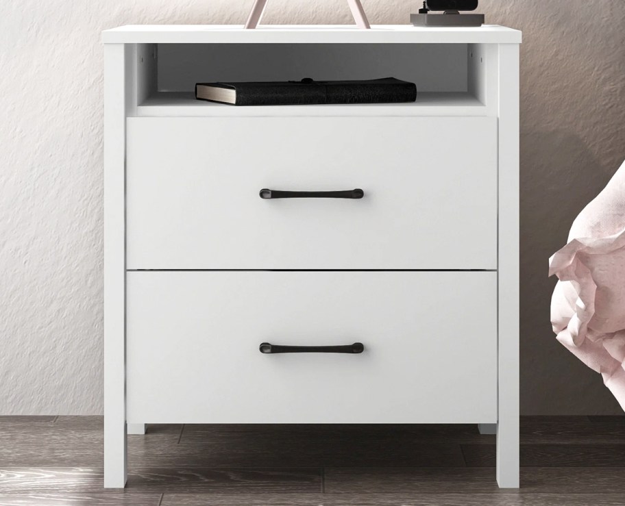 white 2 drawer nightstand
