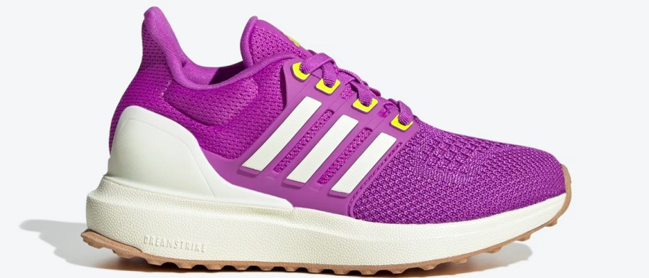 purple and white adidas sneaker